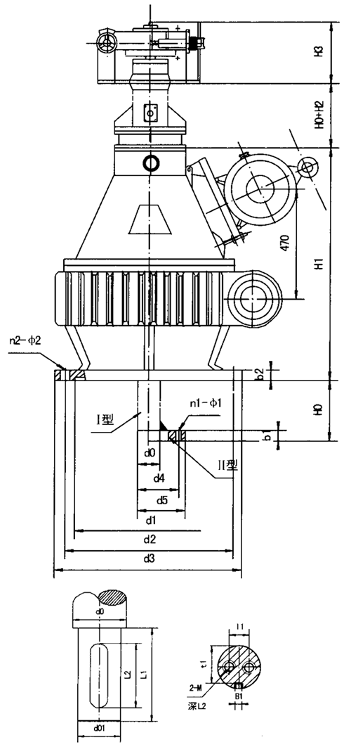 WT型升降蝸輪攪拌減速機安裝尺寸