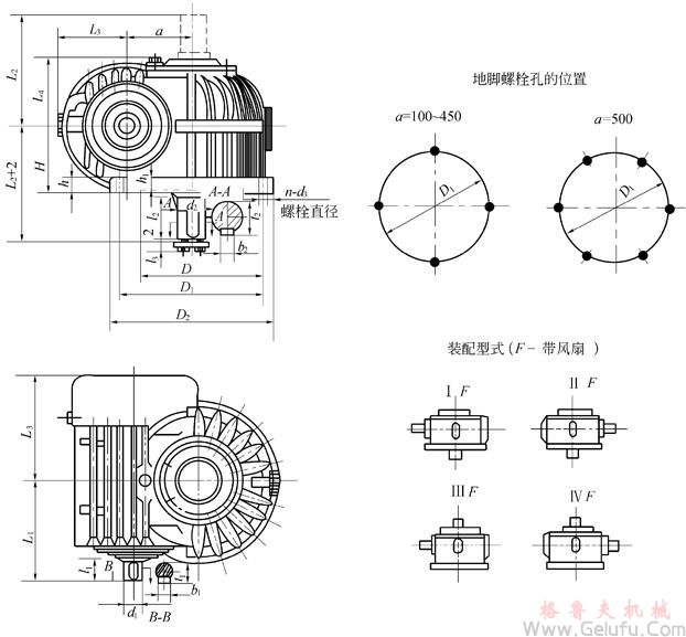 CWS125、CWS160、CWS200、CWS250、CWS280、CWS315、CWS355、CWS400、CWS450、CWS500型減速機外形和安裝尺寸GB9147&mdash;88